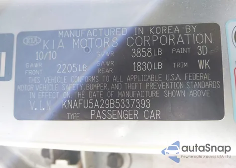 2011 Kia Forte Ex из США, поврежденный, VIN KNAFU5A29B5337393